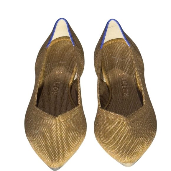 ROTHY'S Womens Pointed-Toe Flats Recycled Knit Bronze/Brown Blue Trim Size 7 - Picture 2 of 11